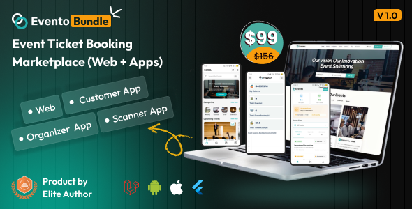 Evento Bundle – Tournament Label Reserving Market (Multivendor) – Laravel Web + Flutter Mobile Apps