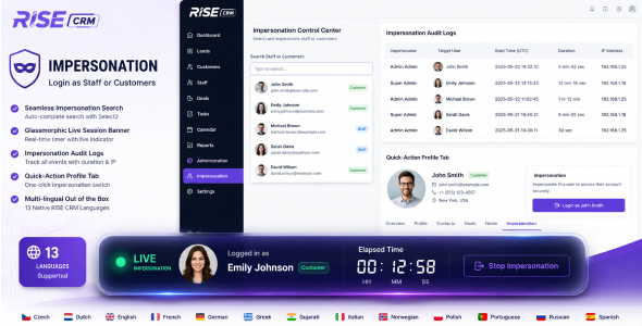 Impersonation Plugin for RISE CRM – Login as Workers or Customers