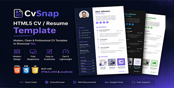 CvSnap | Stylish Resume HTML5 Template