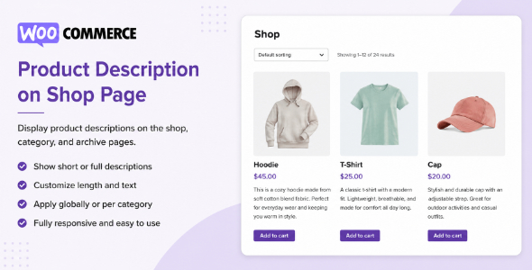 Product Description on Store & Archive Pages for WooCommerce