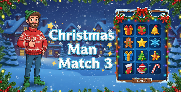 Christmas Man Match 3 | HTML5 Puzzle Game | Kind 3