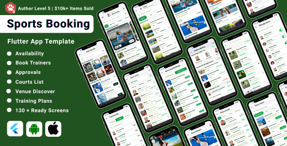 PlayHive – Court docket Sports actions Reserving Flutter App UI Equipment