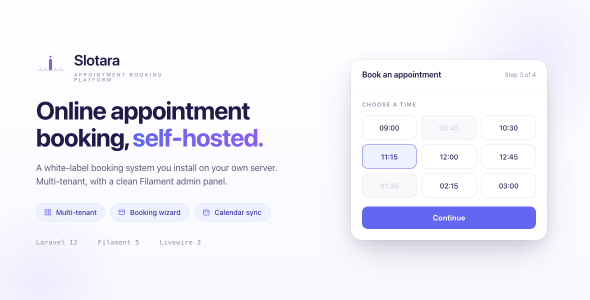 Slotara — Appointment Reserving & Scheduling SaaS Platform | Multi-Tenant | Laravel 12 | Filament 5