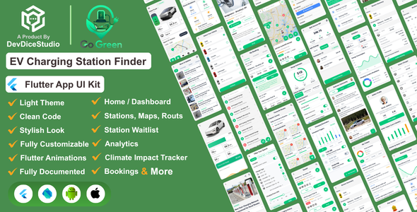 GoGreen | EV Charging Residing Finder Flutter App Template