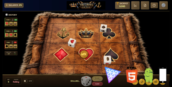 The Royal Crown and Anchor – HTML5 3D Dice Game