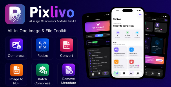 Pixlivo – AI Image Compressor & Media Toolkit | SwiftUI iOS App