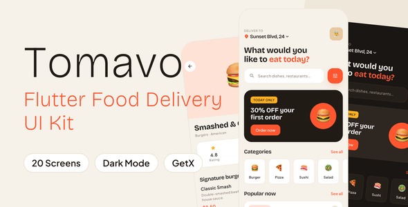 Tomavo | Flutter Meals Provide App UI Kit