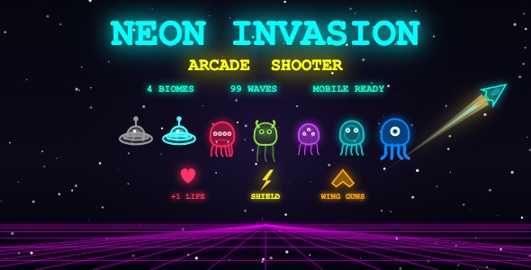 Neon Invasion | HTML5 Arcade Region Shooter Game