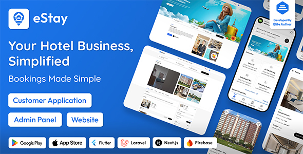 eStay – Resort Booking & Management Gadget with Flutter App, PWA Web & Laravel Admin