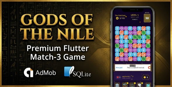 Gods of the Nile | Flutter Match-3 Sport for Android and iOS with AdMob