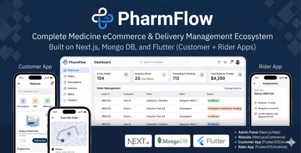 PharmaFlow — Pharmacy E-Commerce Flutter App With Subsequent.js Admin Panel