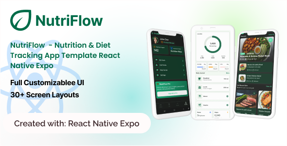 NutriFlow | Diet and Diet Tracking App UI Template for React Native Expo