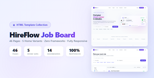 HireFlow | Job Board HTML Template