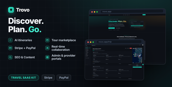 Trovo — AI Tear Itinerary Planner & Tour Marketplace SaaS (Subsequent.js, Stripe, Admin)