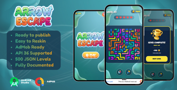 Arrow Ruin out – Puzzle Game Android Studio Project with AdMob and Submit Ready