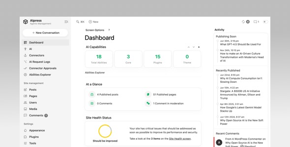 AIpress – WordPress Admin Dashboard Theme