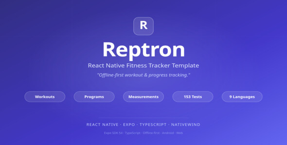 Reptron – React Native Health Tracker App Template (Exercises, Programs, Progress)