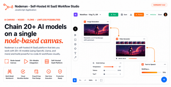 Nodeman – Self-Hosted AI SaaS Workflow Studio | JavaScript Utility