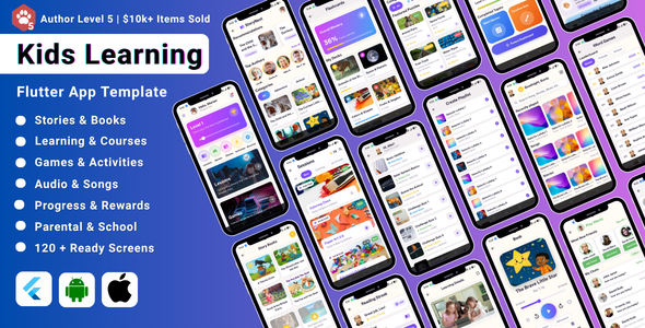 TinyTales | Younger other people Discovering out and Reports Flutter App UI Package