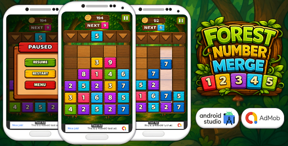 Wooded subject Number Merge – Android Studio Puzzle Sport with AdMob