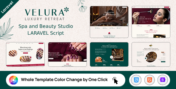 Velura – Spa, Beauty & Nail Salon Booking Laravel Web page online