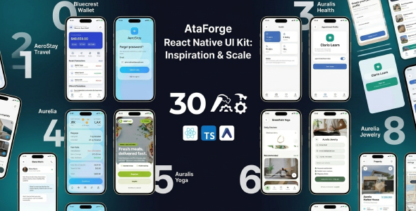 AtaForge | 30 React Native App Templates | Cell UI Equipment