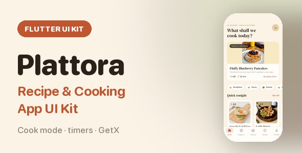 Plattora | Flutter Recipe App UI Equipment