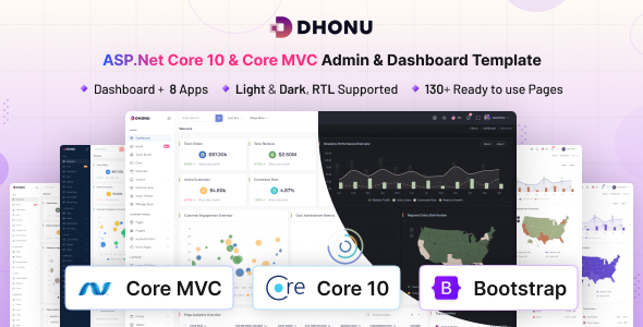 Dhonu – ASP.Win Core 10 & Core MVC Admin & Dashboard Template