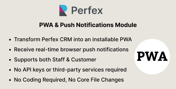 PWA & Push Notifications Module for Perfex CRM