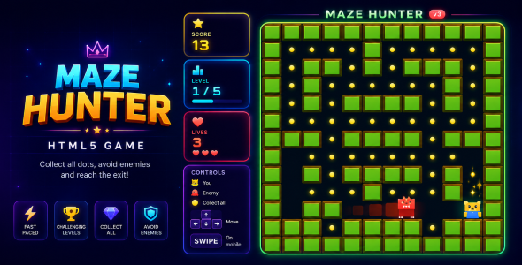 Maze Hunter | HTML5 Maze Spoil out Game