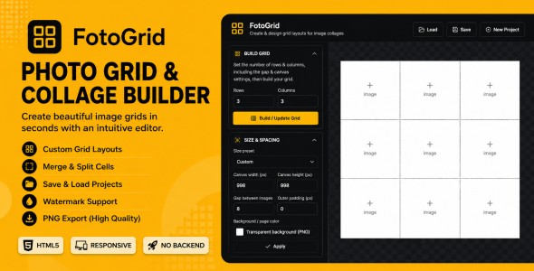 FotoGrid | Photo Grid & Collage Builder with Watermark HTML Template