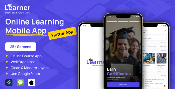 Learner | Flutter Finding out App UI Package deal