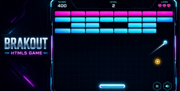 Neon Breakout | HTML5 Arcade Brick Breaker Game