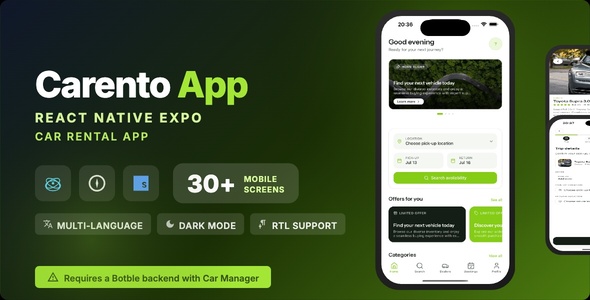 Carento Cell – Automobile Apartment & Vendor React Native Expo App