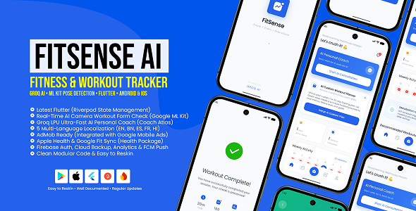 FitSense | AI Private Coach & Fitness Tracker Flutter App for Android and iOS