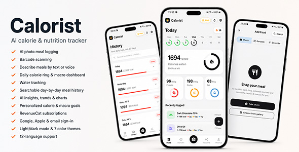 Calorist | Flutter App AI Calorie and Food diagram Tracker