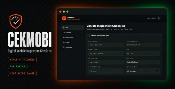 CekMobi | Digital Automobile Inspection Checklist HTML Template