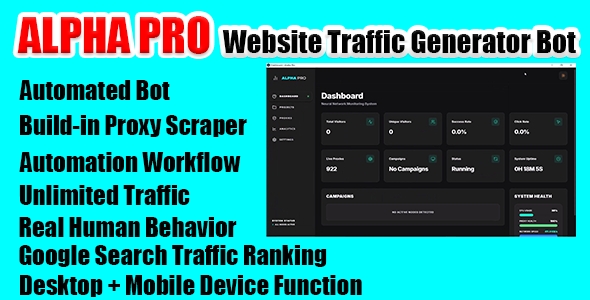 Alpha Professional | Web location Site visitors Generator Bot Windows Automation Application.