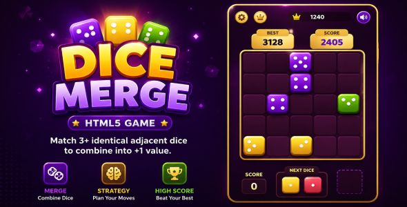 DiceFusion | HTML5 Dice Merge Puzzle Recreation