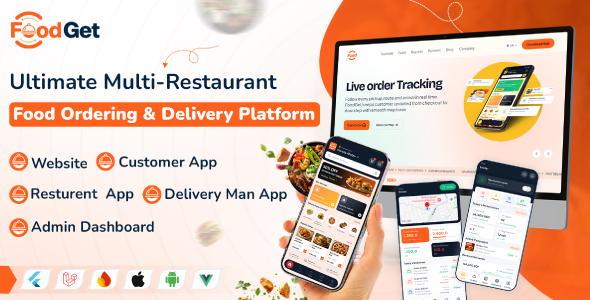 FoodGet App And Net blueprint With Admin Dashboard | Final Multi-Restaurant Meals Ordering And Supply