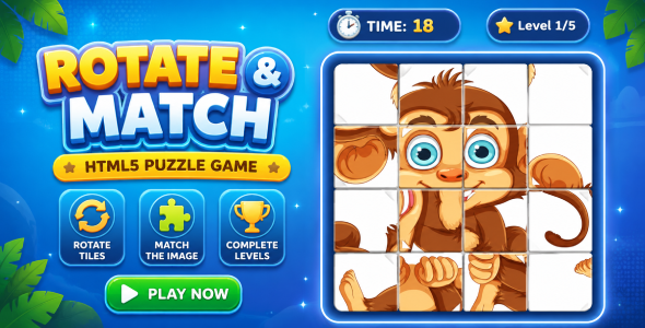 Rotate and Match | HTML5 Image Rotation Puzzle Sport