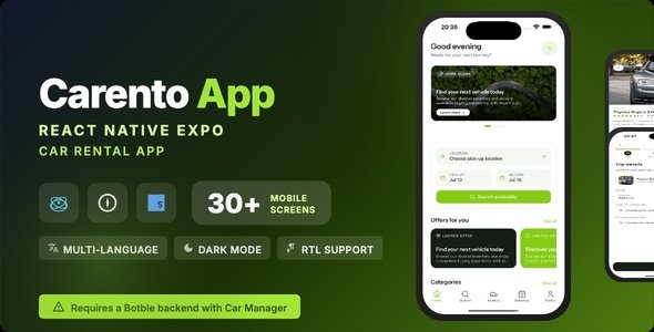 Carento Cell – Automobile Apartment & Vendor React Native Expo App