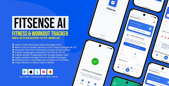 FitSense | AI Private Coach & Fitness Tracker Flutter App for Android and iOS