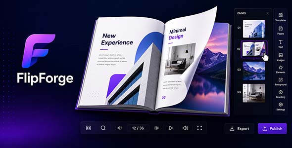 FlipForge | 3D Book and Digital Journal Builder SaaS HTML5 Template