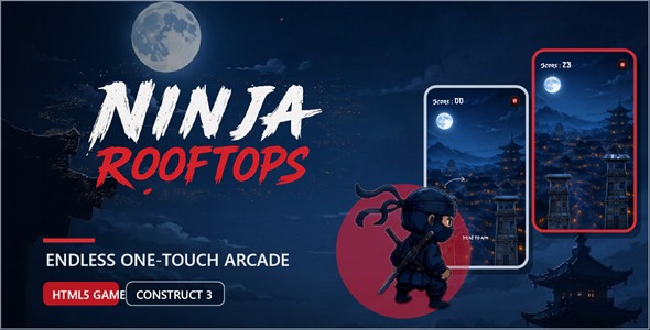 Ninja Rooftops | Unending HTML5 Arcade Recreation for Create 3