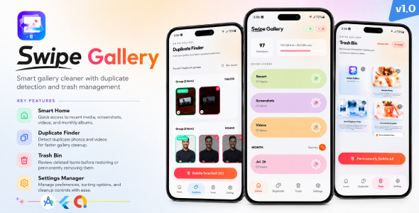 SwipeGallery | Swipe to Shapely Photos and Movies Flutter App