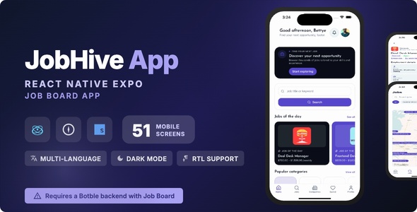 JobHive | React Native Expo Job Board Cell App