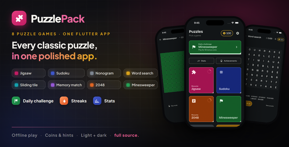 PuzzlePack | 8-in-1 Flutter Puzzle Sport Bundle