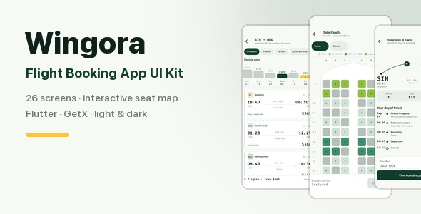 Wingora | Flutter Flight Booking App UI Equipment