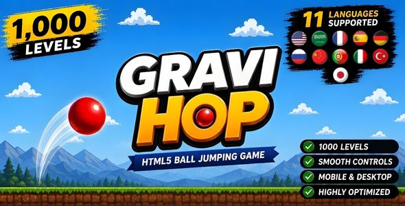 Gravi Hop | HTML5 Ball Jumping Platformer Sport – 1000 Phases